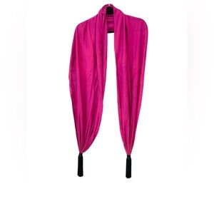 Pink vintage Scarf/Wrap with heavy black Tassels